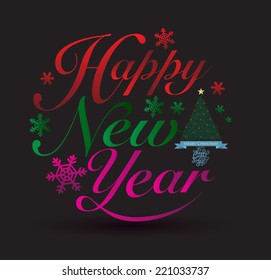 Happy new year letter. Vector illustration. Can use for post card for christmas and new year.