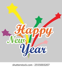 Happy new year lettering banner, Happy new year vector art and illustration. Can be used for, landing page, template, ui, web, mobile app, poster, banner, flyer, black background