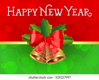 Happy New Year Lettering and Bells