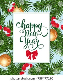 Happy New Year lettering with bow