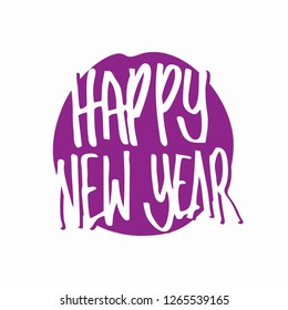 Happy New Year lettering calligraphy. Vector hand drawn. Handwriting design element for greeting cards, posters, invitation. Rough Sketch. Eps 10.