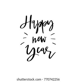 Happy new year lettering calligraphy, illustration vector greeting and invitation card design.