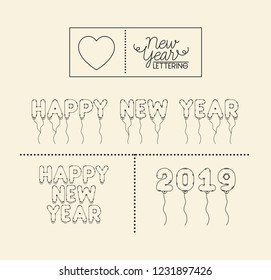 happy new year lettering card
