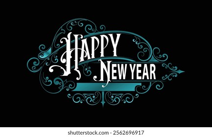 HAPPY NEW YEAR lettering custom style design