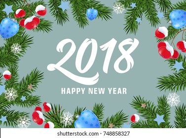 Happy New Year lettering in decorative frame