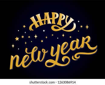Happy new year - lettering design. Vector illustration.