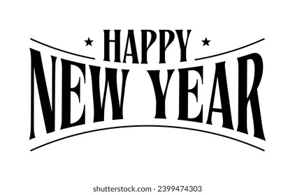 happy new year lettering design for cards and salutations.