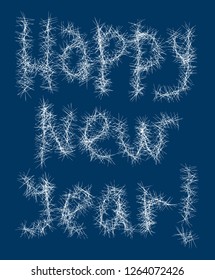 Happy New Year lettering of frozen ice letters
