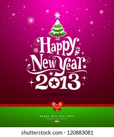 Happy New Year lettering Greeting Card, vector illustration