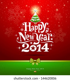 Happy New Year lettering Greeting Card, vector illustration