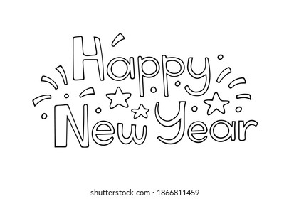 Happy New Year Lettering for greeting card, sticker, social media content etc. Holiday decor.