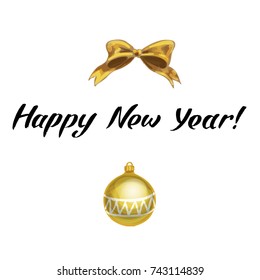 Happy New Year lettering Greeting Card. Vector illustration.