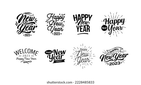 Happy New Year Lettering Greetings 