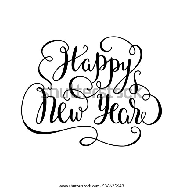 Happy New Year Lettering Handwritten Phrase Stock Vector (Royalty Free ...