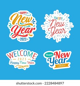 Happy New Year Lettering Label Set