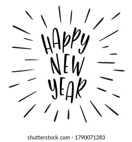 Happy New Year. Lettering on a white background. The inscription on the t-shirts, card, poster, notebook. Vector.