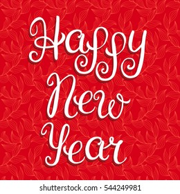 Happy New Year lettering on red background