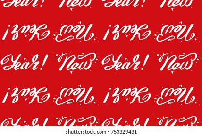 Happy New Year - Lettering Pattern. Hand written Text made in Vector. Texture for cards, wrapping, textile.