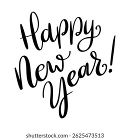 Happy new year. Lettering phrase on white background. Design element for poster, banner, t shirt, card. Vector illustration