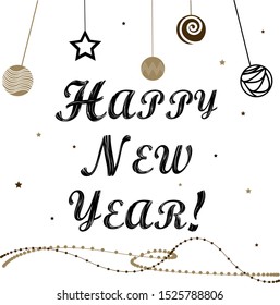 Happy New Year Lettering. Postcard vector 