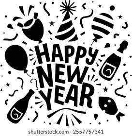 happy new year lettering poster,banner, template vector concept