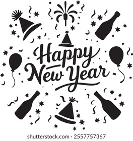 happy new year lettering poster,banner, template vector concept