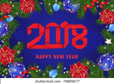 Happy New Year lettering with ribbon