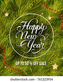 Happy New Year Lettering in Round Frame