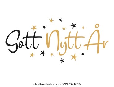 Happy New Year lettering in Swedish (Gott Nytt År). Vector illustration