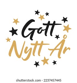 Happy New Year lettering in Swedish (Gott Nytt År). Vector illustration