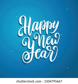 Happy New Year lettering template. Greeting card or invitation. Winter holidays related typographic quote. Vector vintage illustration.