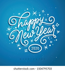 Happy New Year lettering template. Greeting card or invitation. Wish you a happy new year 2020. Winter holidays related typographic quote. Vector vintage illustration.