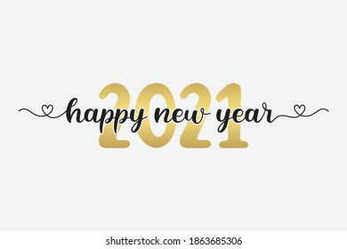 Happy New Year lettering template. Isolated calligraphy of happy new year.
