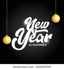 Feliz Ano Novo. Texto de cartaz para um feliz ano novo