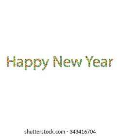 Happy New Year lettering title from colourful particles confetti - vector