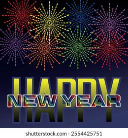 Happy new year lettering typography poster vector image