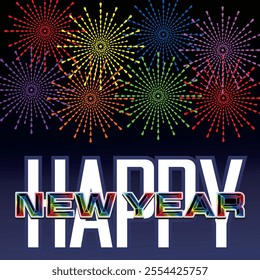 Happy new year lettering typography poster vector image