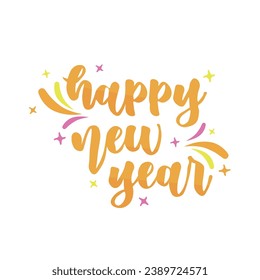 Happy New Year lettering vector design. 