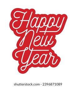 Happy new year lettering. Vector illustration.