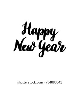 Happy New Year Lettering. Vector Illustration of Brush Calligraphy.