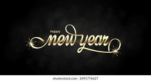 Happy new year letters banner, vector art and illustration. typography design concept can use for, landing page, template, ui, web, mobile app, poster, banner, flyer, background