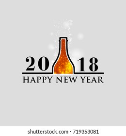 Happy New Year with lighting a bottle, year 2018