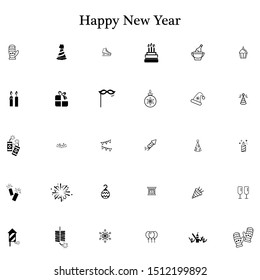 Happy New Year line icons set. Christmas icon set 2020