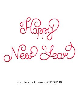 Happy New Year  Linear custom lettering. New Year 2017 hand drawn lettering