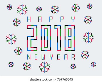 Happy New Year linear design template.  Creative Christmas collage, Elegant minimal design, thin line art style. Vector Minimalistic Holiday greeting card, flyer, banner