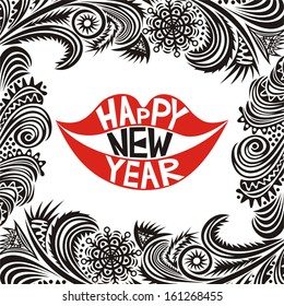 Happy new year lips vector illustration