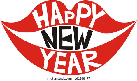 Happy new year lips vector illustration