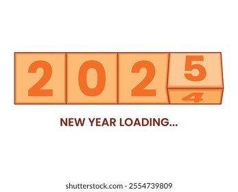 Happy New Year Loading 2025 illustration vector. new year cube boxes loading