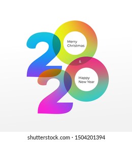 Happy new year logo 2020 vector background. Cover of card for 2020. Vector illustration. Isolated on white background.