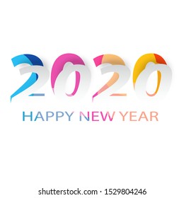 Happy new year logo 2020 vector background. Happy 2020 new year colour banner.